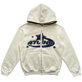 Oversize-Hoodie mit Vintage-Print und Kontrastfarbe